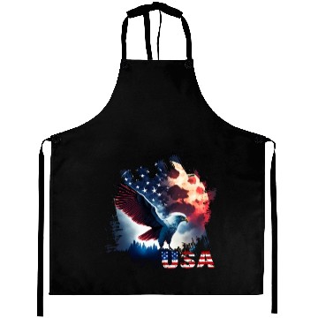 Discover America eagle under Moon with American Flag Aprons