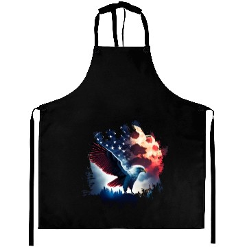 Discover America eagle under Moon with American Flag Aprons