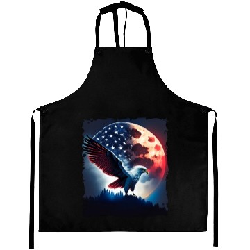 Discover America eagle under Moon with American Flag Aprons