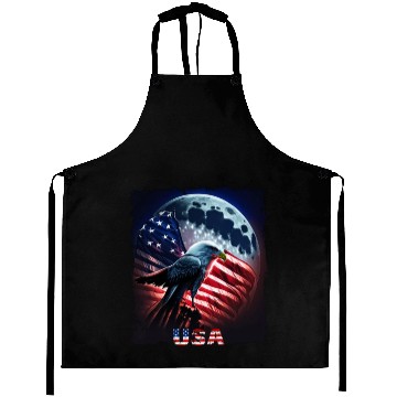 Discover America eagle under Moon with American Flag Aprons