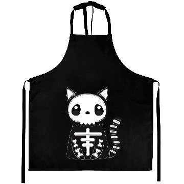Discover Halloween Cat Black Skeleton Funny Skull Halloween Aprons