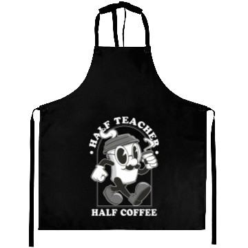 Discover Half Coffee Half Teacher Gift Funny Half Teacher Aprons