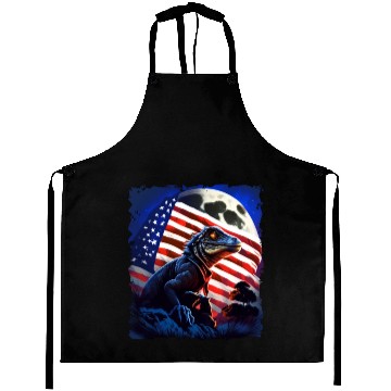 Discover America lizard under Moon with American Flag Aprons