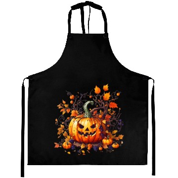 Discover autumn Halloween funny pumpkin Aprons