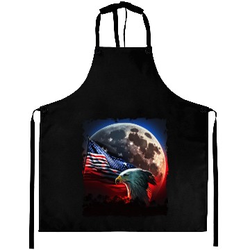 Discover America eagle under Moon with American Flag Aprons