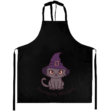 Discover Wicked Cat Witch Funny Halloween Witch Aprons