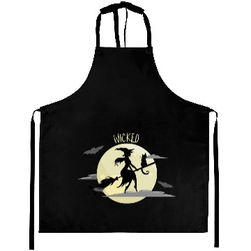 Discover Wicked Cat Witch Funny Halloween Witch Aprons