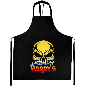 Discover Jolly Roger Yellow Skull on a Purple Background Aprons