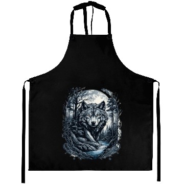 Discover Sunset Grey Wolf Hunter for Men and Women Aprons
