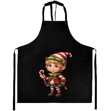Discover Christmas Elf Candy Cane X-Mas Pajamas Party Aprons