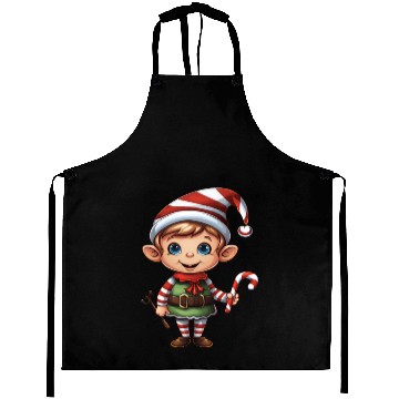 Discover Christmas Elf Candy Cane X-Mas Pajamas Party Aprons
