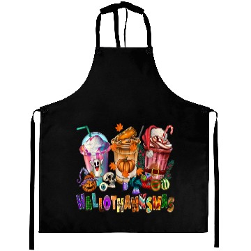 Discover Happy Hallothanksmas Coffee Latte Halloween Aprons