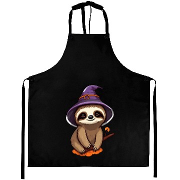 Discover Cute Halloween sloth with a witch hat. Aprons