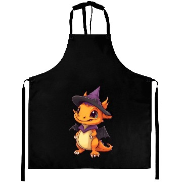 Discover Cute Halloween dragon with a witch hat. Aprons