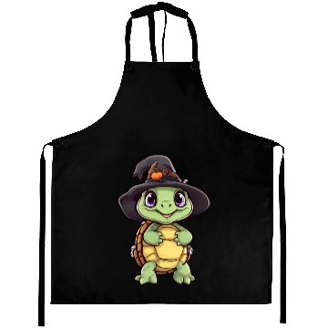 Discover Cute Halloween turtle with a witch hat. Aprons