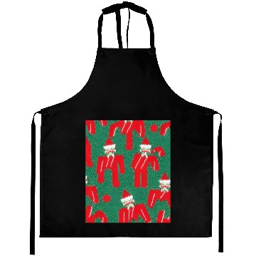 Discover Ugly Red Santa Claus Candy Cane Pattern Aprons