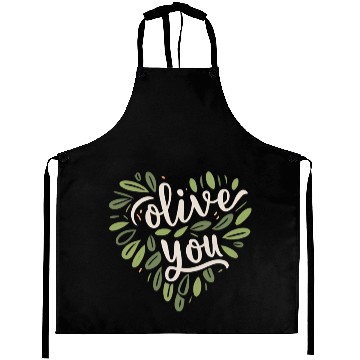 Discover olive you funny romantic double meaning gift Aprons