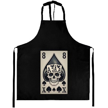 Discover card with skeleton head (halloween design) Aprons