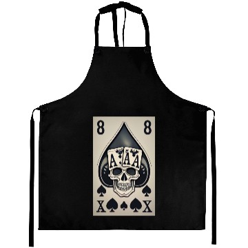 Discover card with skeleton head (halloween design) Aprons