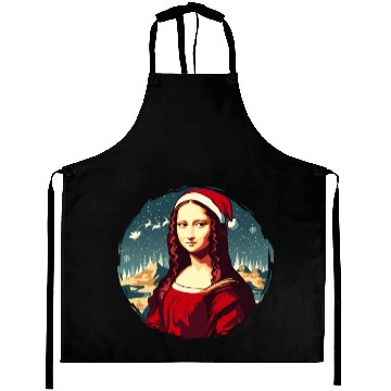 Discover Mona Lisa Funny Christmas Art Aprons