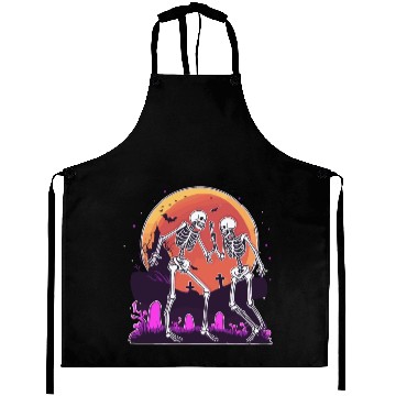 Discover "Skeletal Dance-Off Under Neon Moon" Aprons