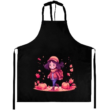 Discover Autumn Serenity: 'Girl in Fall' Apparel Aprons
