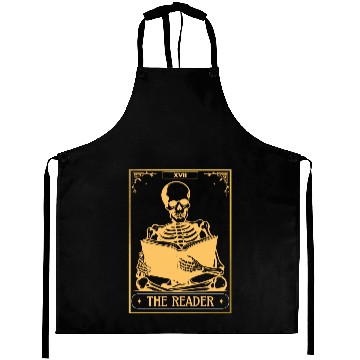 Discover The Reader Tarot Card Bookish Skeleton Skull Hallo Aprons