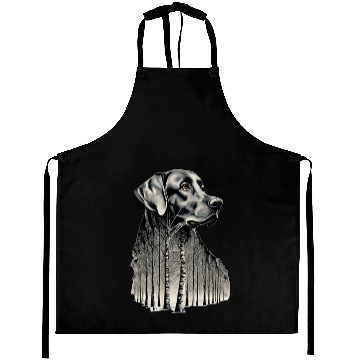 Discover Funny black labrador charcoal drawing Aprons