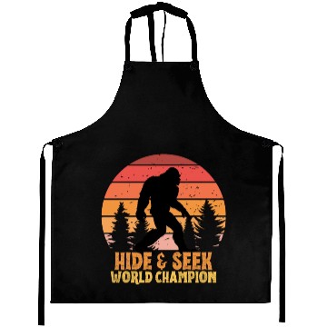 Discover bigfoot, hide & seek world champion retro Aprons