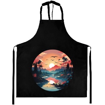 Discover Sunrise Dawn Serene Lakeside Symphony Aprons