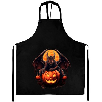 Discover Halloween demon dragon with pumpkin Aprons