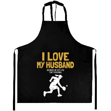 Discover I Love My Husband Pickleball Team Coach Trainer Aprons