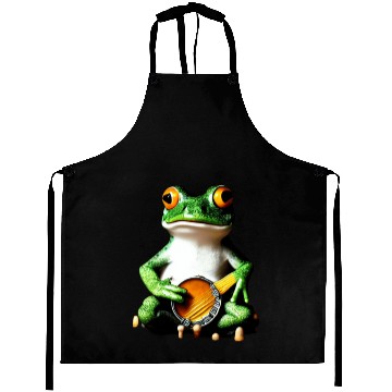 Discover Frog Playing Banjo Aprons