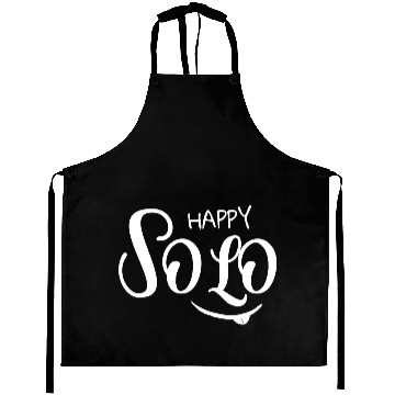 Discover Happy Solo White Typography Aprons