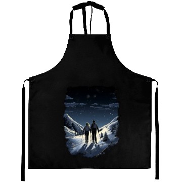 Discover Skiing Ski Snow Mountain Skier Couples Aprons