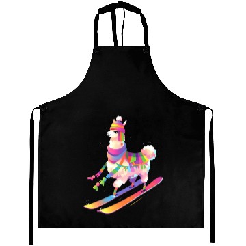 Discover Llama Skiing Skier Ski Winter Snow Alpaca Aprons