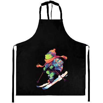 Discover Frog Skiing Skier Ski Winter Snow Aprons