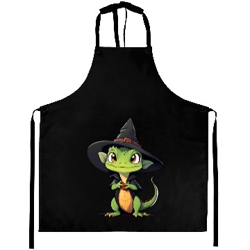 Discover Cute Halloween lizard with a witch hat. Aprons