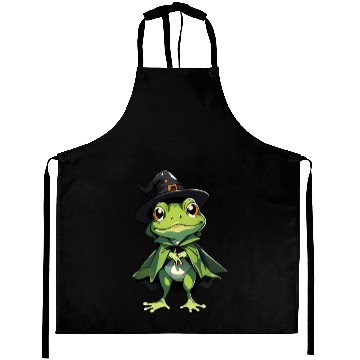 Discover Cute Halloween frog with a witch hat. Aprons