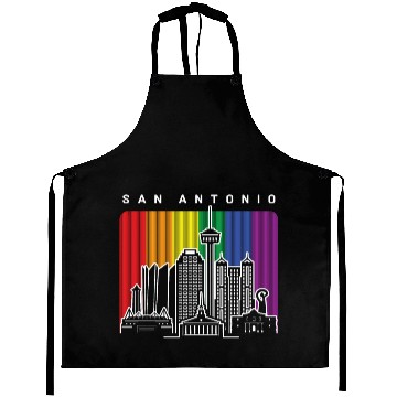 Discover San Antonio Texas Rainbow Flag LGBTQAI Pride Aprons