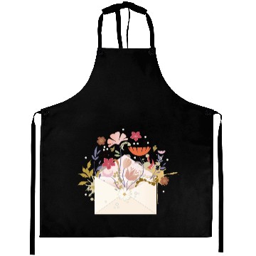 Discover floral envelope with flowers and seal Aprons