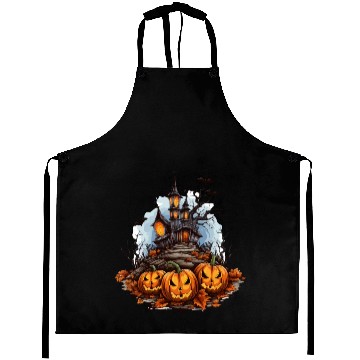 Discover Halloween Pumpkin Bat Spell Haunted House Aprons