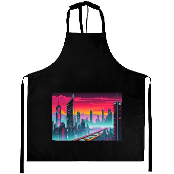 Discover Cyberpunk Cityscape Aprons