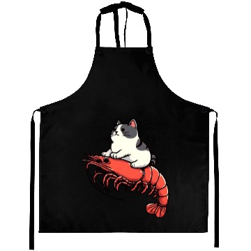 Discover Cat rides shrimp Aprons