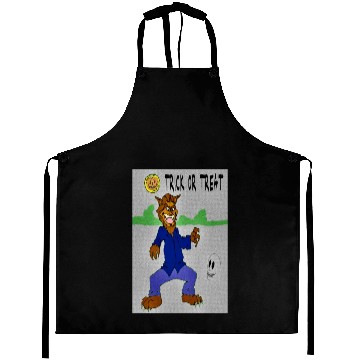 Discover Weird Wolf Out for Halloween Aprons