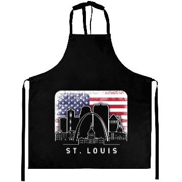 Discover St. Louis Missouri American Flag Vintage Aprons