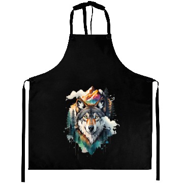 Discover Majestic Mountain Wolf Nature Inspired Artwork Aprons