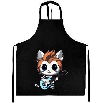 Discover Chibi Zebra Playing Electric Guitar Aprons