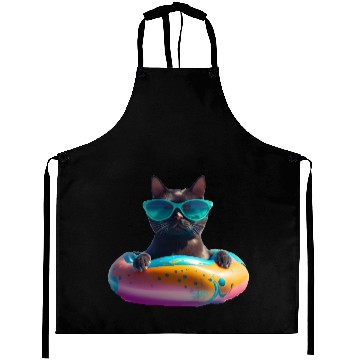 Discover Black Cat Wearing Sunglasses in Float Aprons