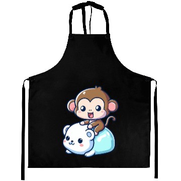 Discover Polar Bear Cute Monkey Companion Aprons